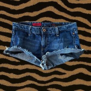 AG Jeans “The Dione” Distressed Denim Mini Shorts – 30"